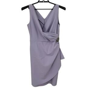 Alex Evenings short ruched sheath faux wrap dress light purple size 12